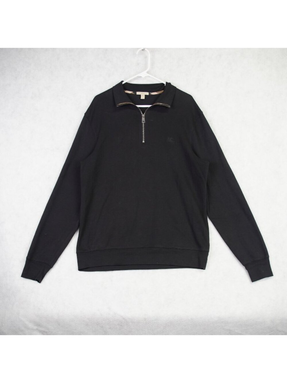 Burberry Brit Mens Black Half-Zip Pullover Sweatshirt Sz Large Embroidered Logo